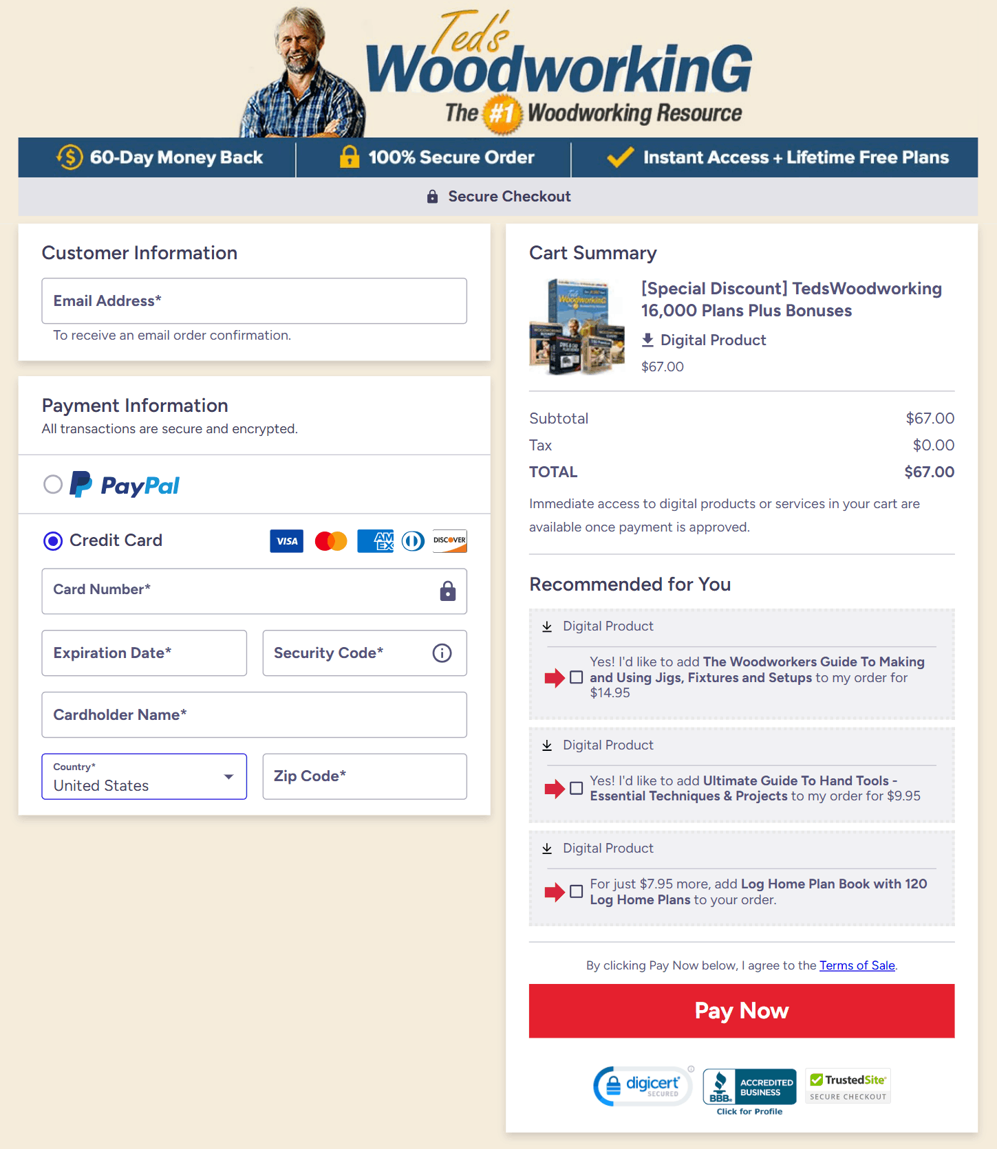 teds woodworking plans payment page